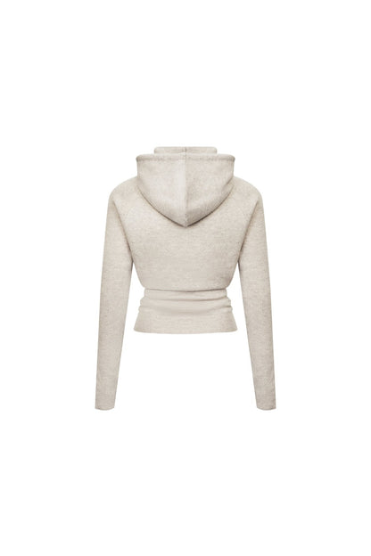Ann Andelman Beige Hooded Wool Sweater