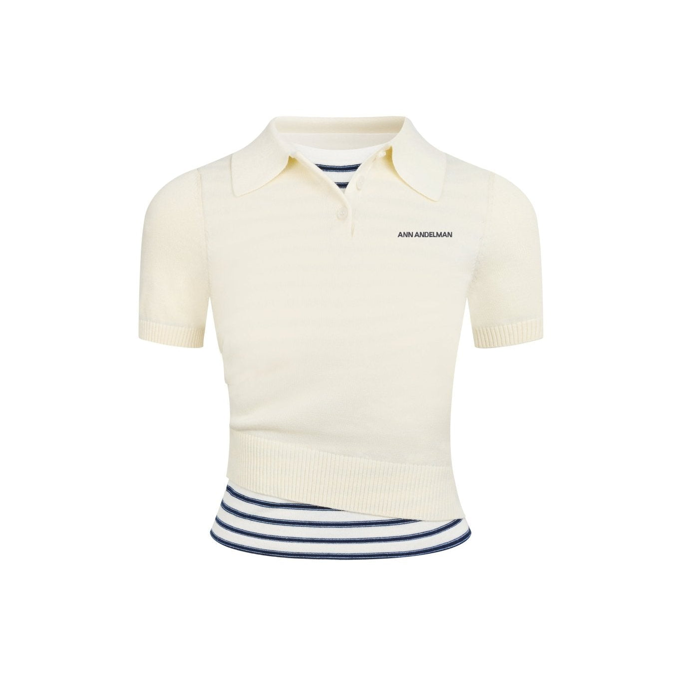 Ann Andelman Beige Striped Faux Two-piece POLO