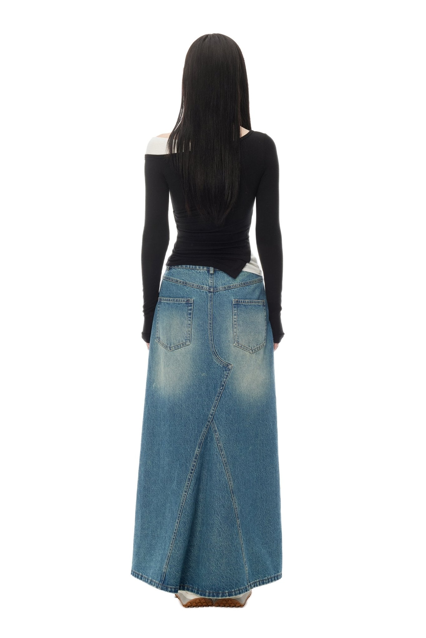 Ann Andelman Black Asymmetric Panel Long Sleeve Top