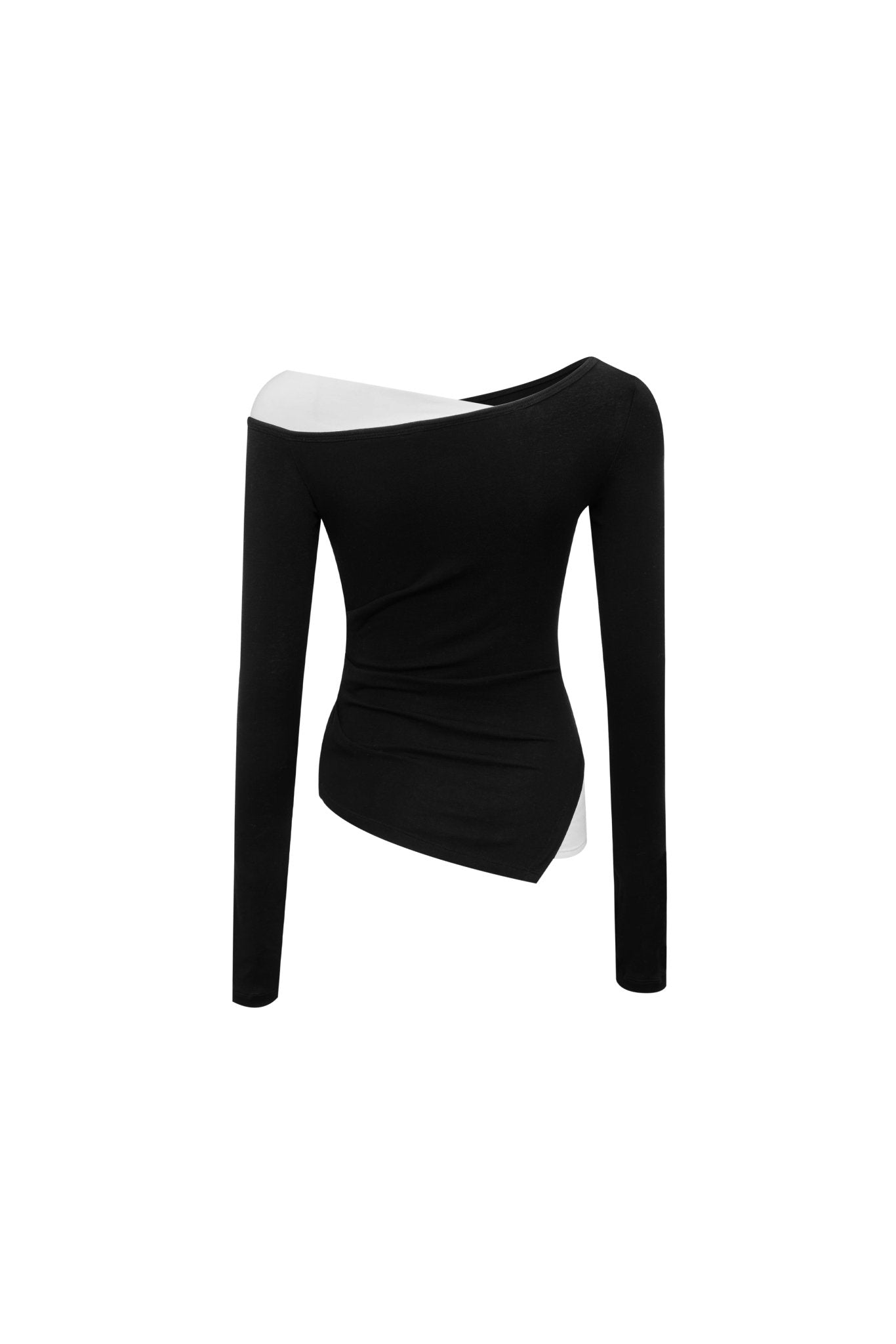 Ann Andelman Black Asymmetric Panel Long Sleeve Top