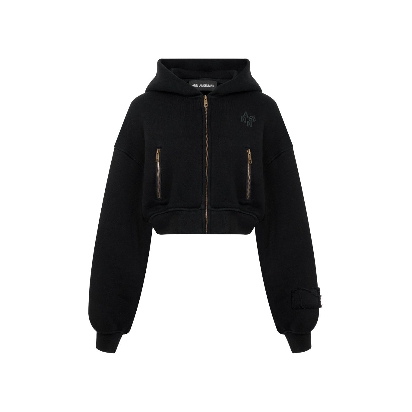 Ann Andelman Black Cropped Zip-Up Hoodie