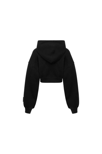 Ann Andelman Black Cropped Zip-Up Hoodie