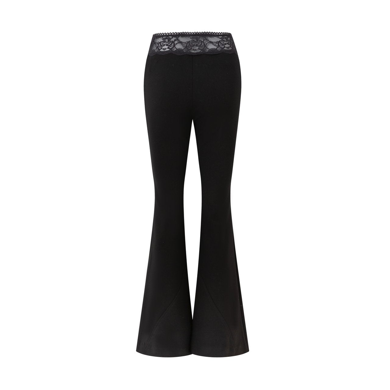 DIANA VEVINA Black Lace Patchwork Flared Pants