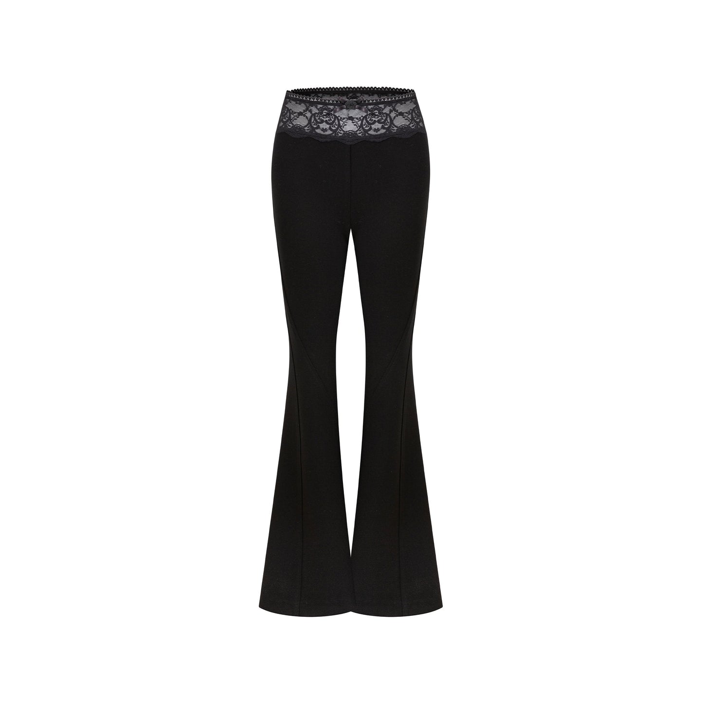 DIANA VEVINA Black Lace Patchwork Flared Pants