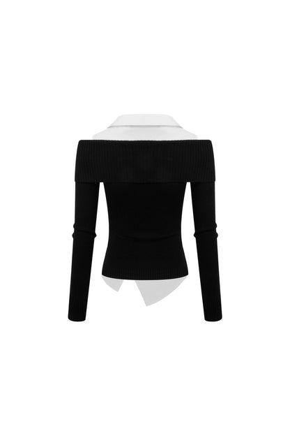 Ann AndelmanBlack Lapel Panel Shirt