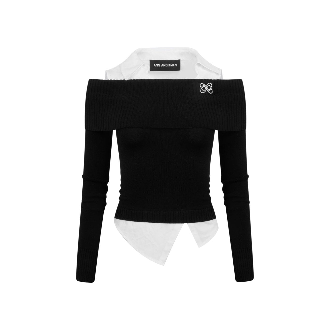 Ann AndelmanBlack Lapel Panel Shirt