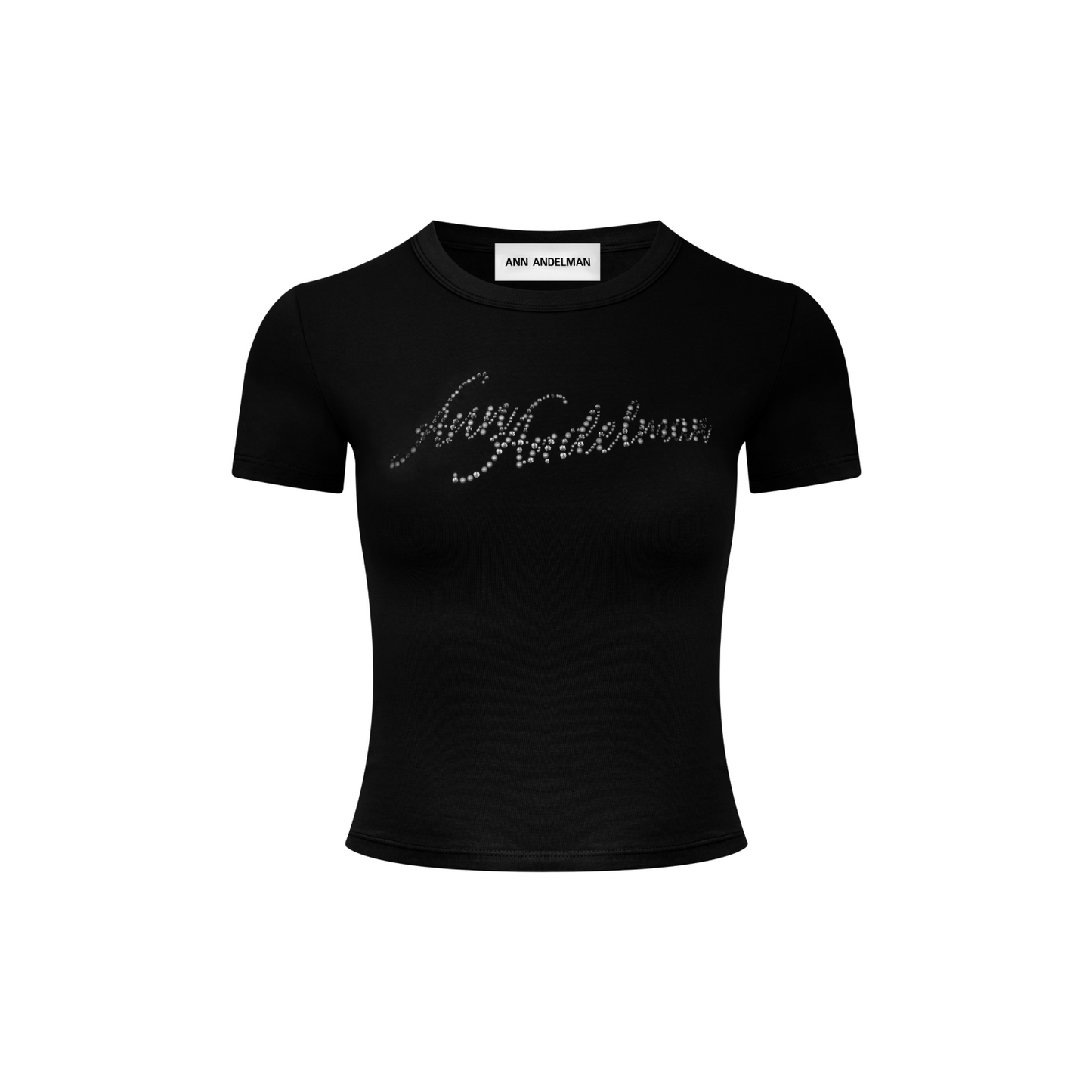 Ann Andelman Black Rhinestone Short Sleeves