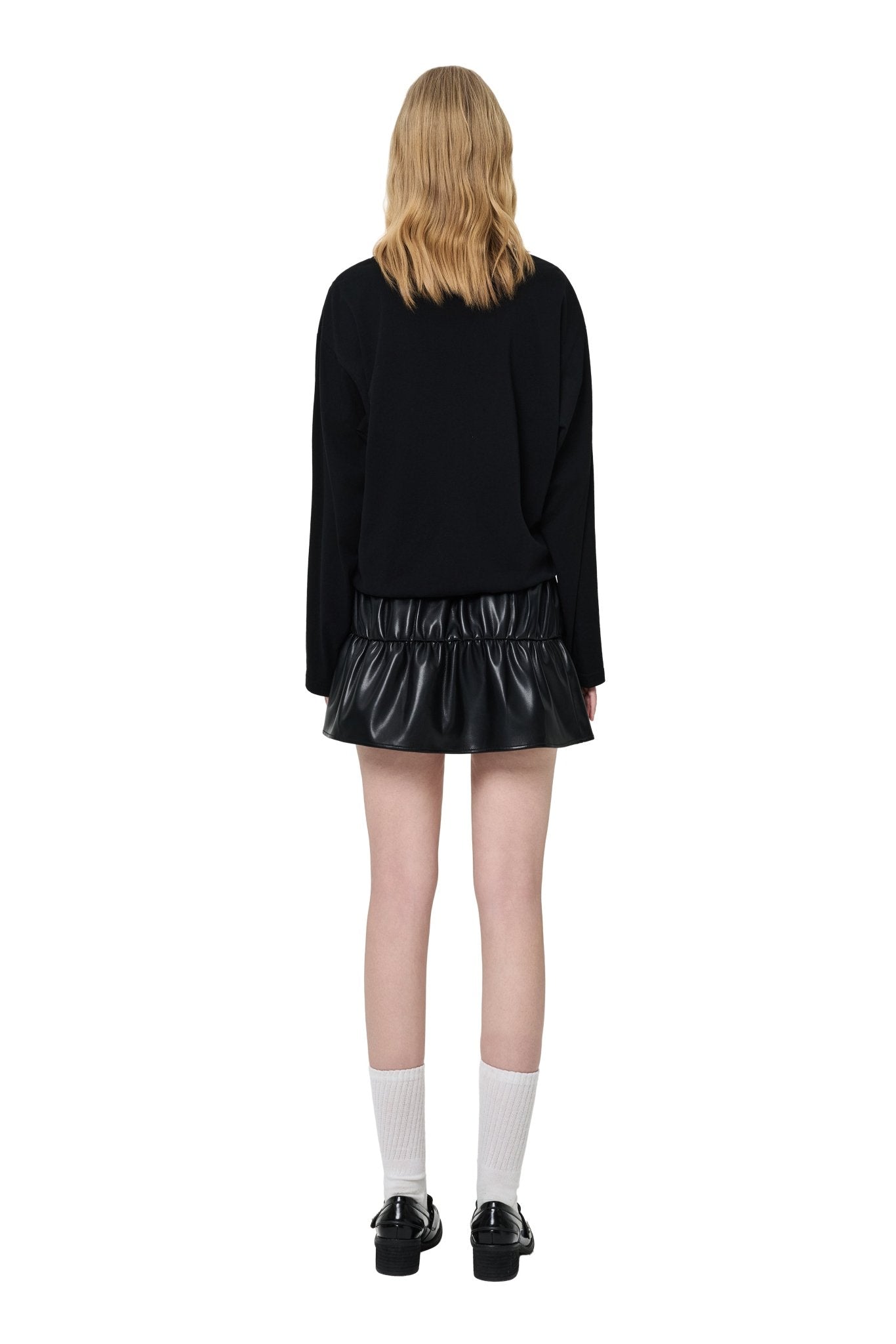 Ann Andelman Black T-shirt with Lace Trim Hem