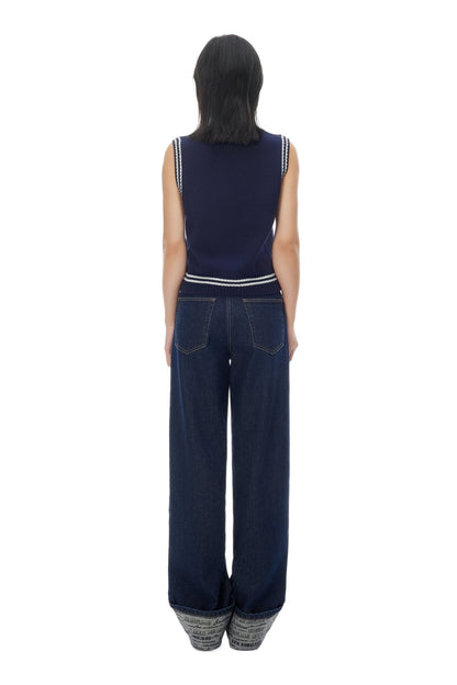 Ann Andelman Blue Crewneck Graphic Vest