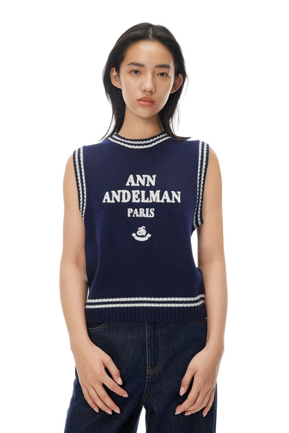 Ann Andelman Blue Crewneck Graphic Vest