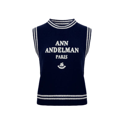 Ann Andelman Blue Crewneck Graphic Vest