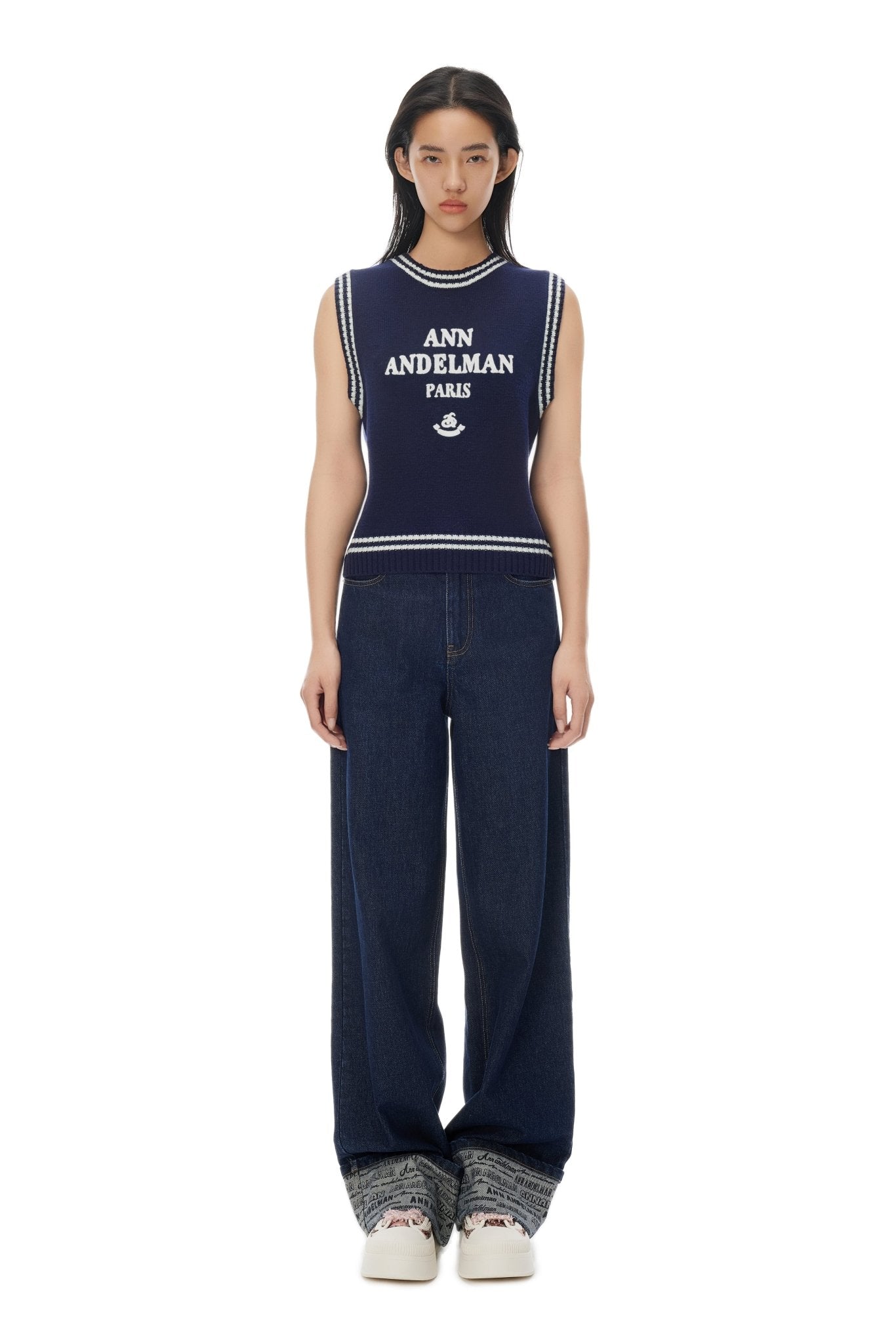 Ann Andelman Blue Crewneck Graphic Vest