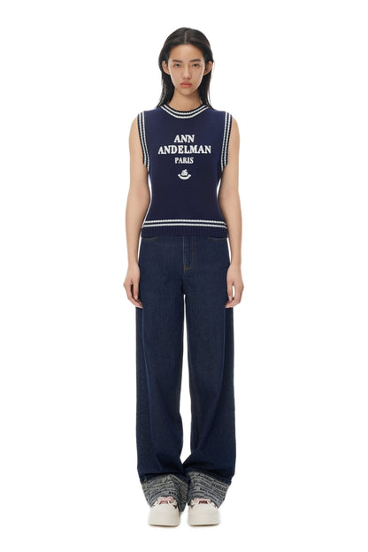 Ann Andelman Blue Crewneck Graphic Vest