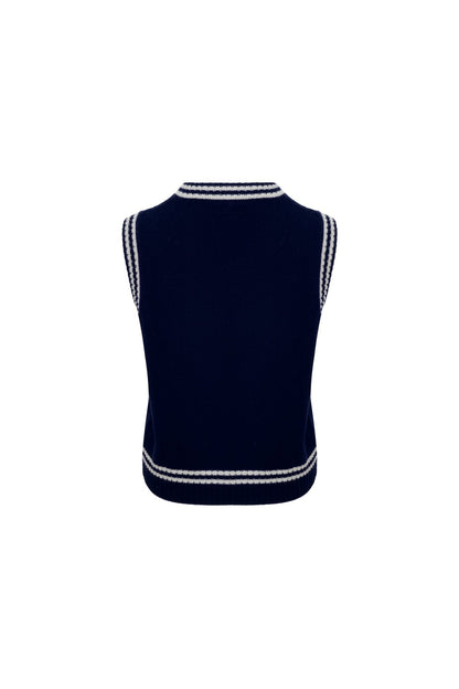 Ann Andelman Blue Crewneck Graphic Vest