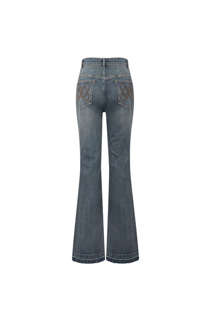 Ann Andelman Blue Mid-rise Washed Bootcut Jeans