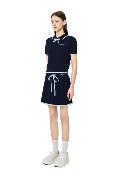 Ann Andelman Blue Patchwork Knit Midi Skirt