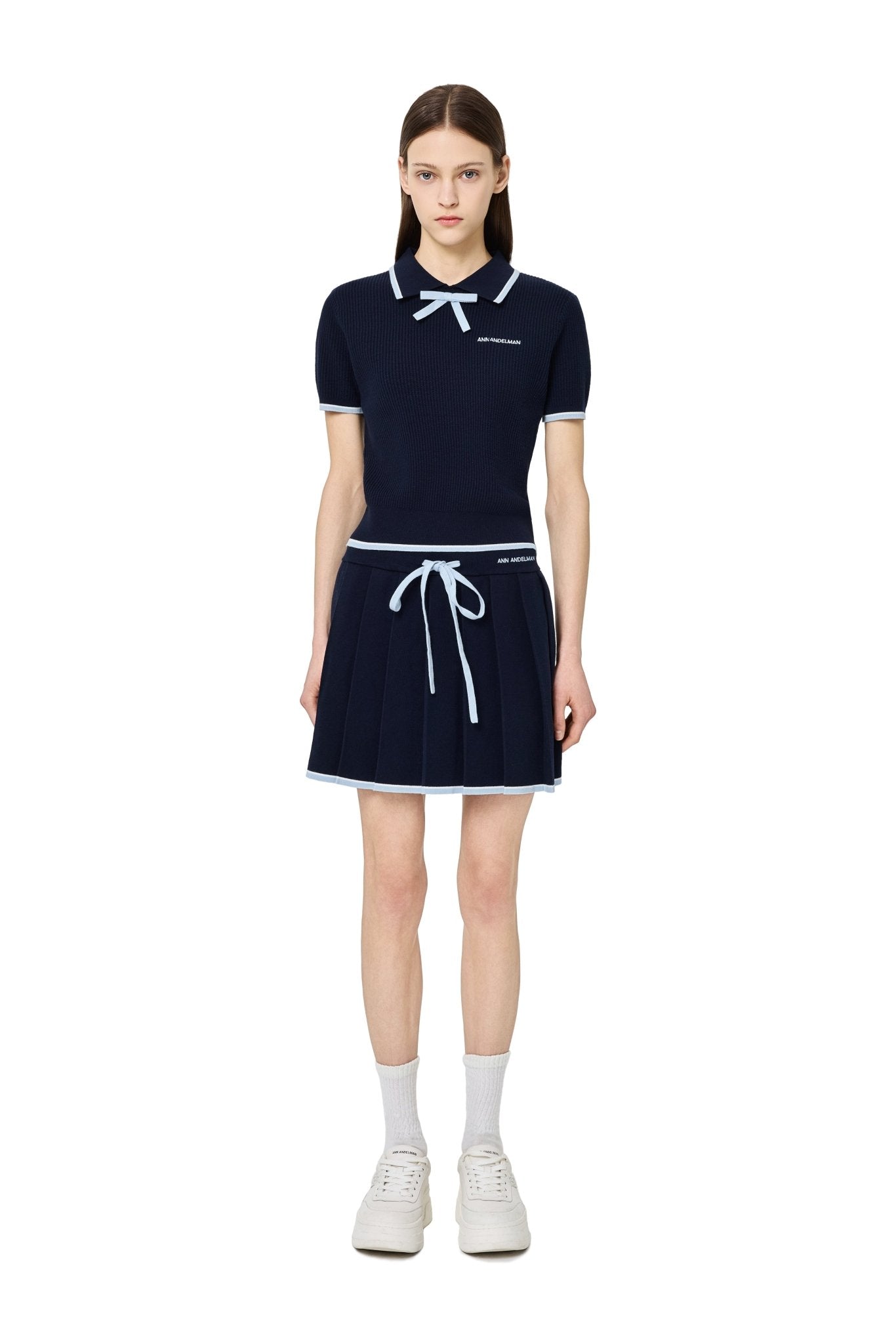 Ann Andelman Blue Patchwork Knit Midi Skirt