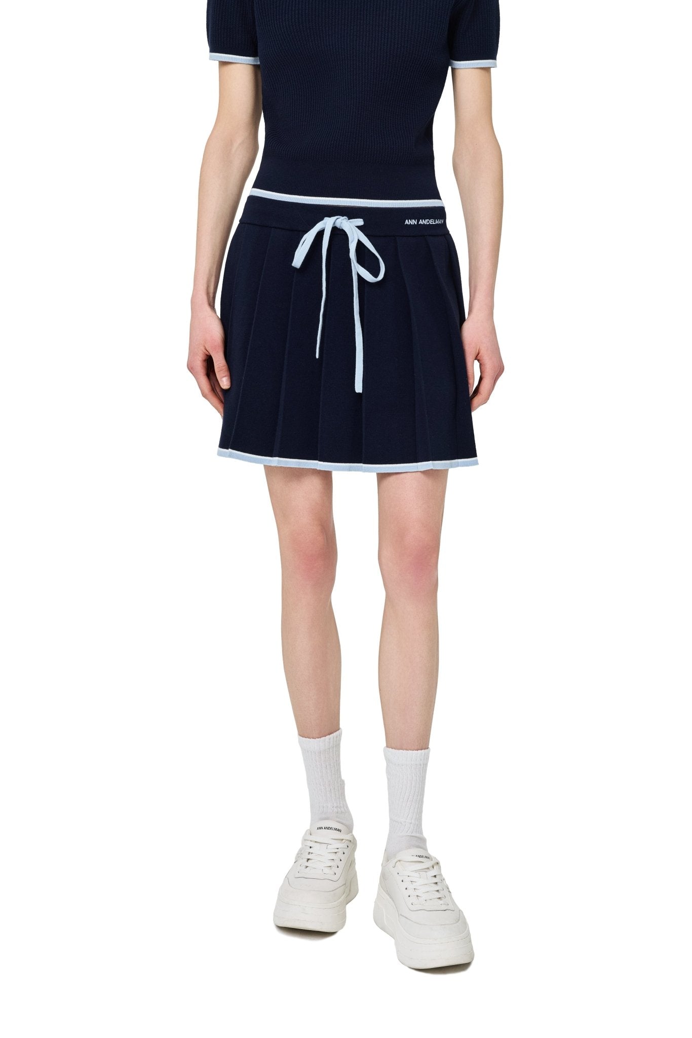 Ann Andelman Blue Patchwork Knit Midi Skirt