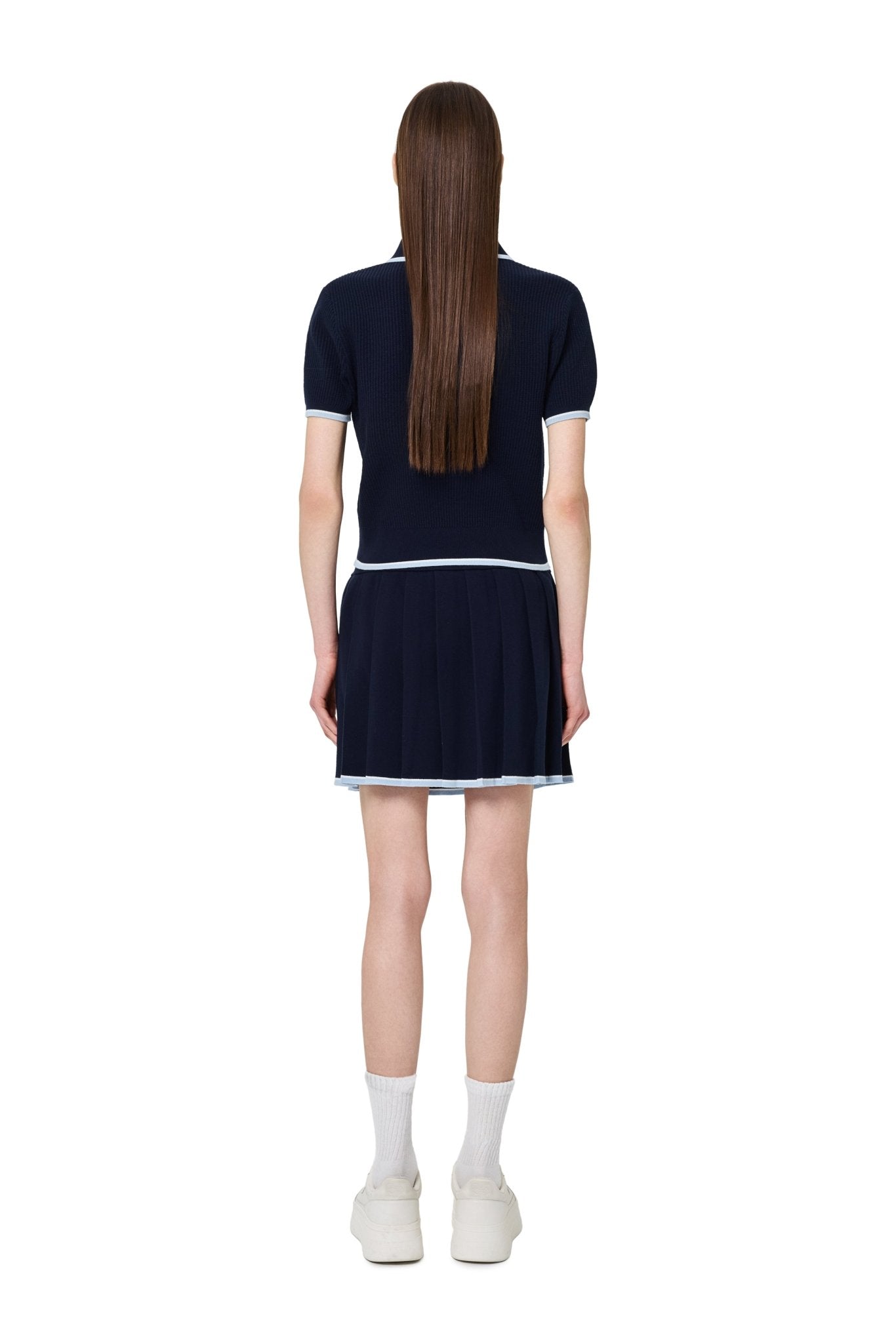 Ann Andelman Blue Patchwork Knit Midi Skirt