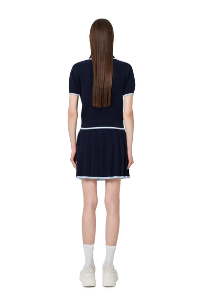 Ann Andelman Blue Patchwork Knit Midi Skirt