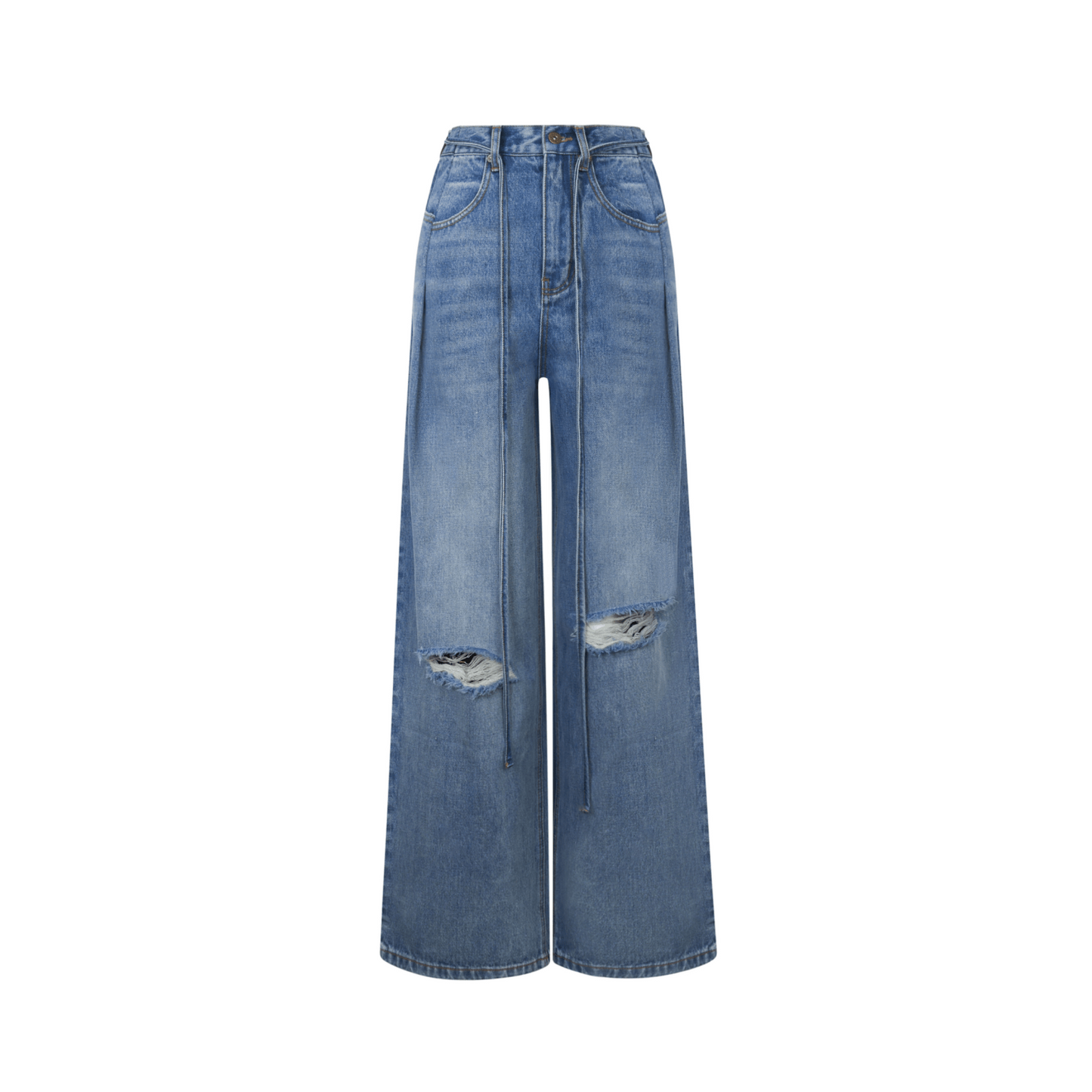 Ann Andelman Blue Ripped Straight-Leg Jeans