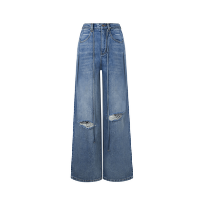 Ann Andelman Blue Ripped Straight-Leg Jeans