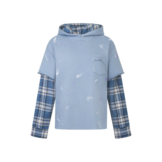Ann Andelman Blue Splatter-print Faux Two-piece Hoodie