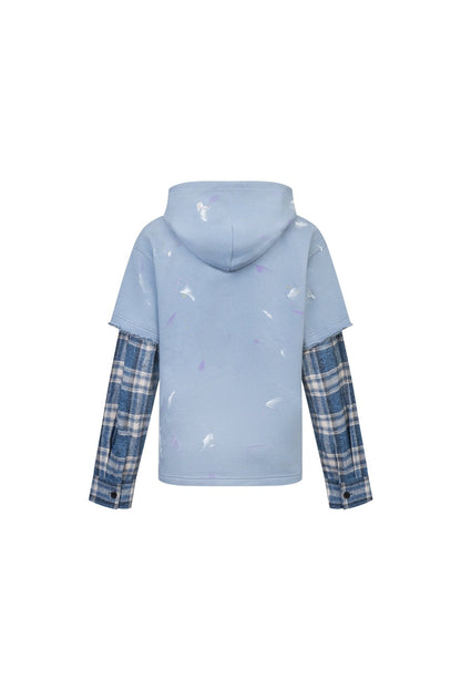 Ann Andelman Blue Splatter-print Faux Two-piece Hoodie