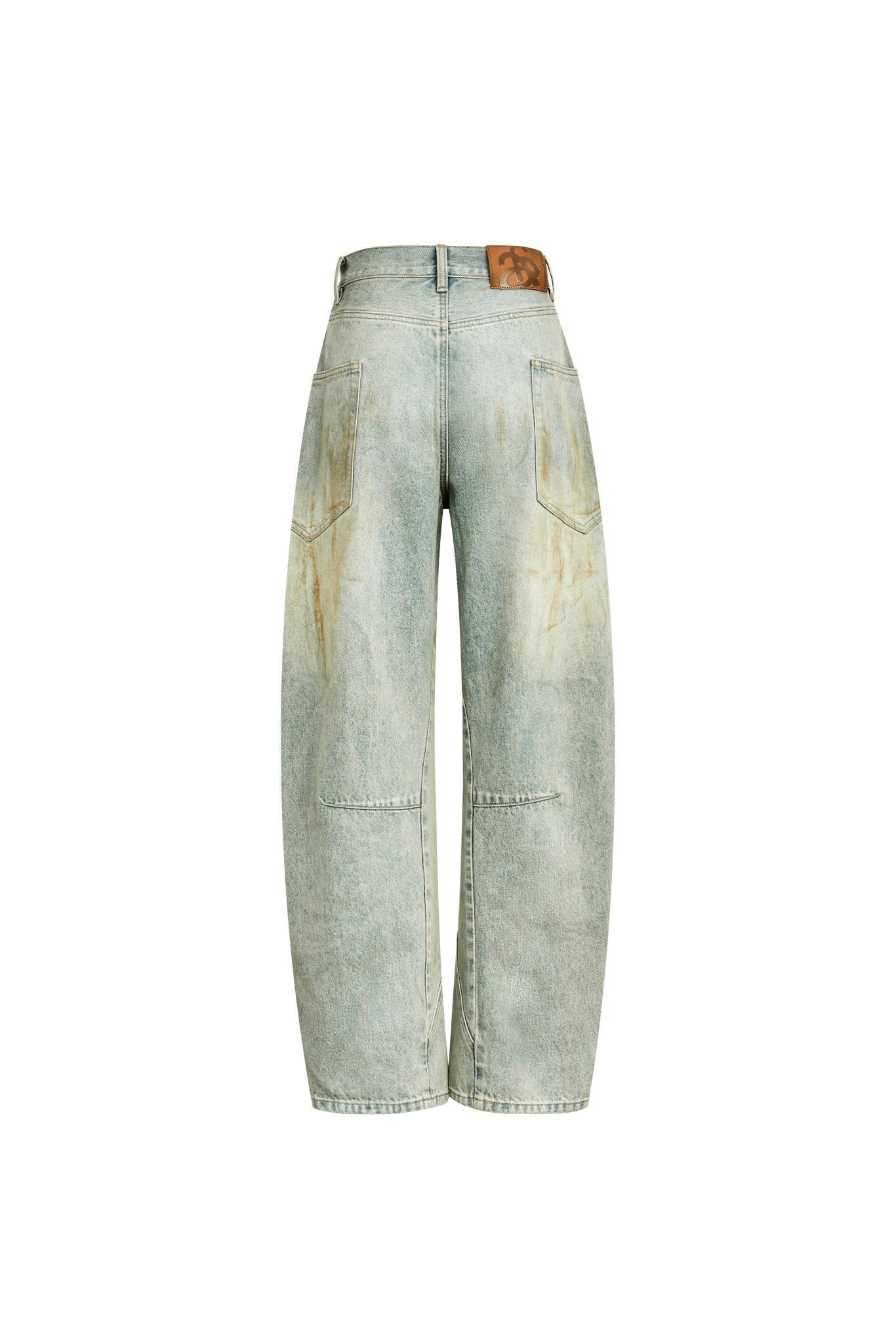 Ann Andelman Blue Washed Distressed Curved Shape Jeans