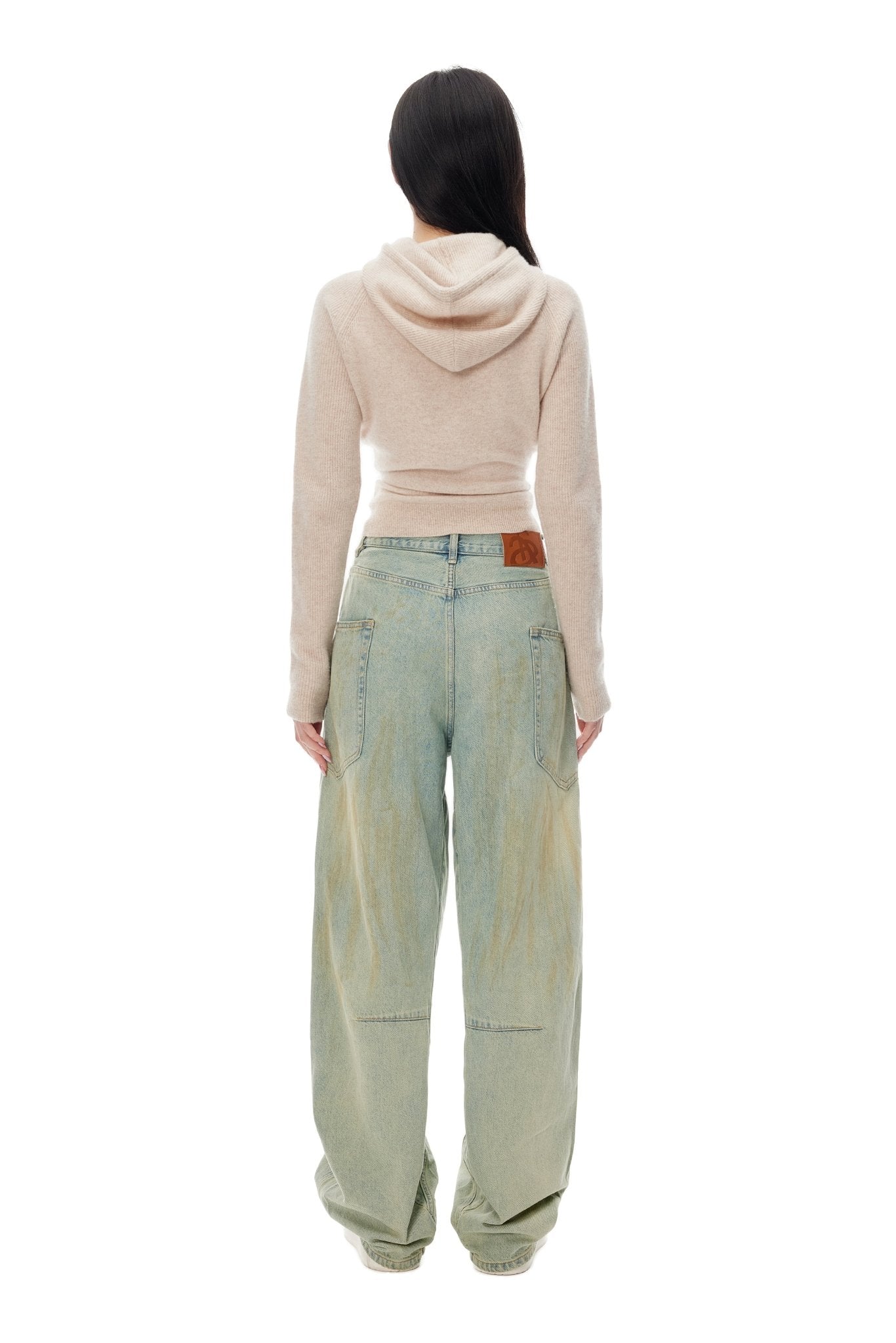 Ann Andelman Blue Washed Distressed Curved Shape Jeans