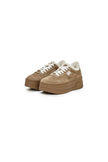 Ann Andelman Brown Fleece-lined Platform Sneakers