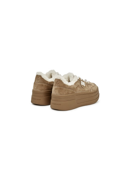 Ann Andelman Brown Fleece-lined Platform Sneakers