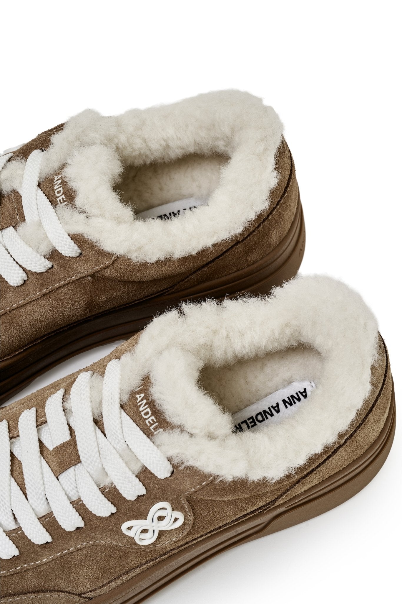 Ann Andelman Brown Fleece-lined Platform Sneakers