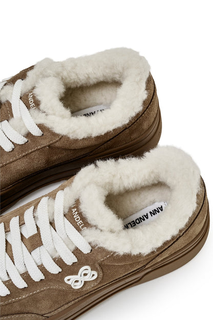Ann Andelman Brown Fleece-lined Platform Sneakers