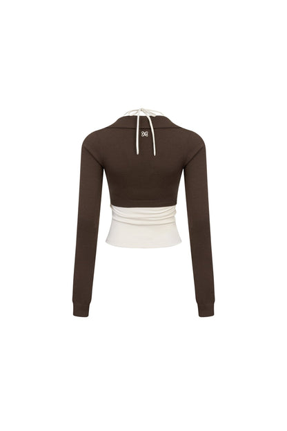 Ann Andelman Brown Knit Halter Neck Two-piece Set