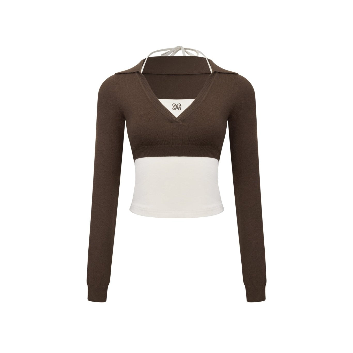 Ann Andelman Brown Knit Halter Neck Two-piece Set