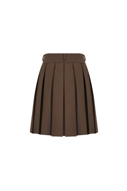 Ann Andelman Brown Pleated Midi Skirt
