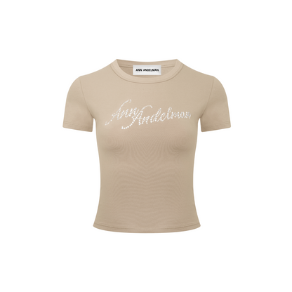 Ann Andelman Brown Rhinestone Short Sleeves