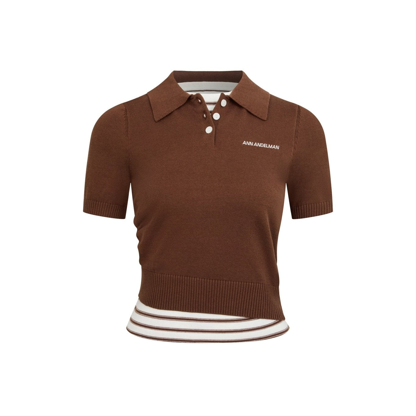 Ann Andelman Brown Striped Faux Two-piece POLO