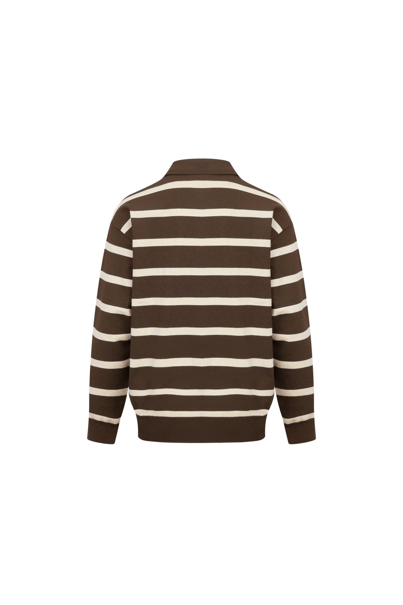 Ann Andelman Brown Striped Long-sleeved Polo Shirt