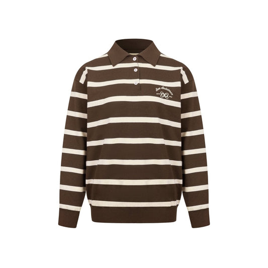 Ann Andelman Brown Striped Long-sleeved Polo Shirt