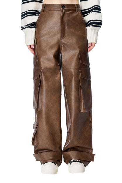 Ann Andelman Brown Washed Leather Pants