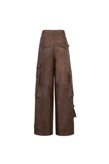 Ann Andelman Brown Washed Leather Pants