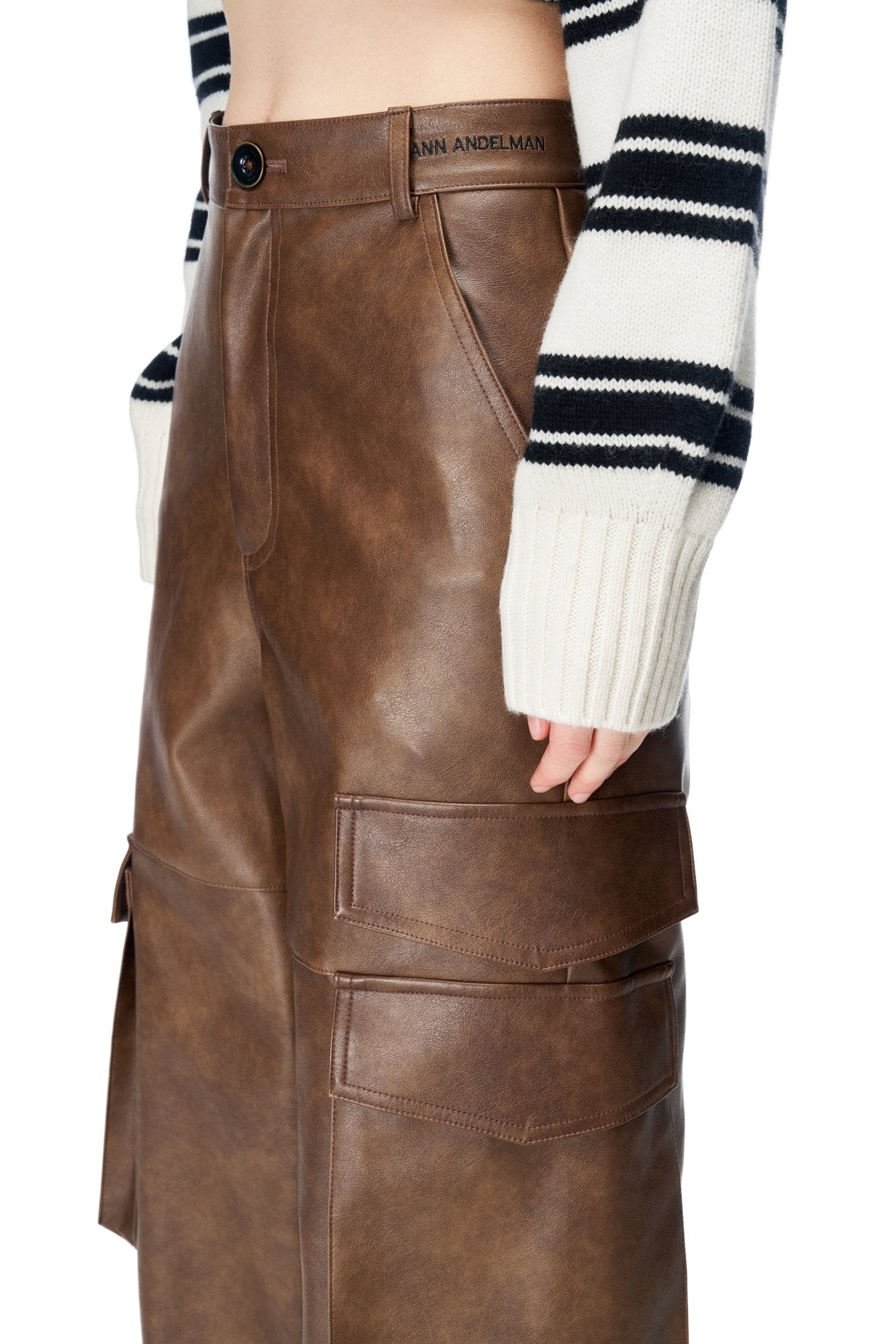 Ann Andelman Brown Washed Leather Pants