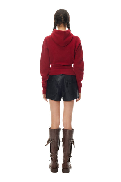 Ann Andelman Burgundy Wool Hooded Sweater