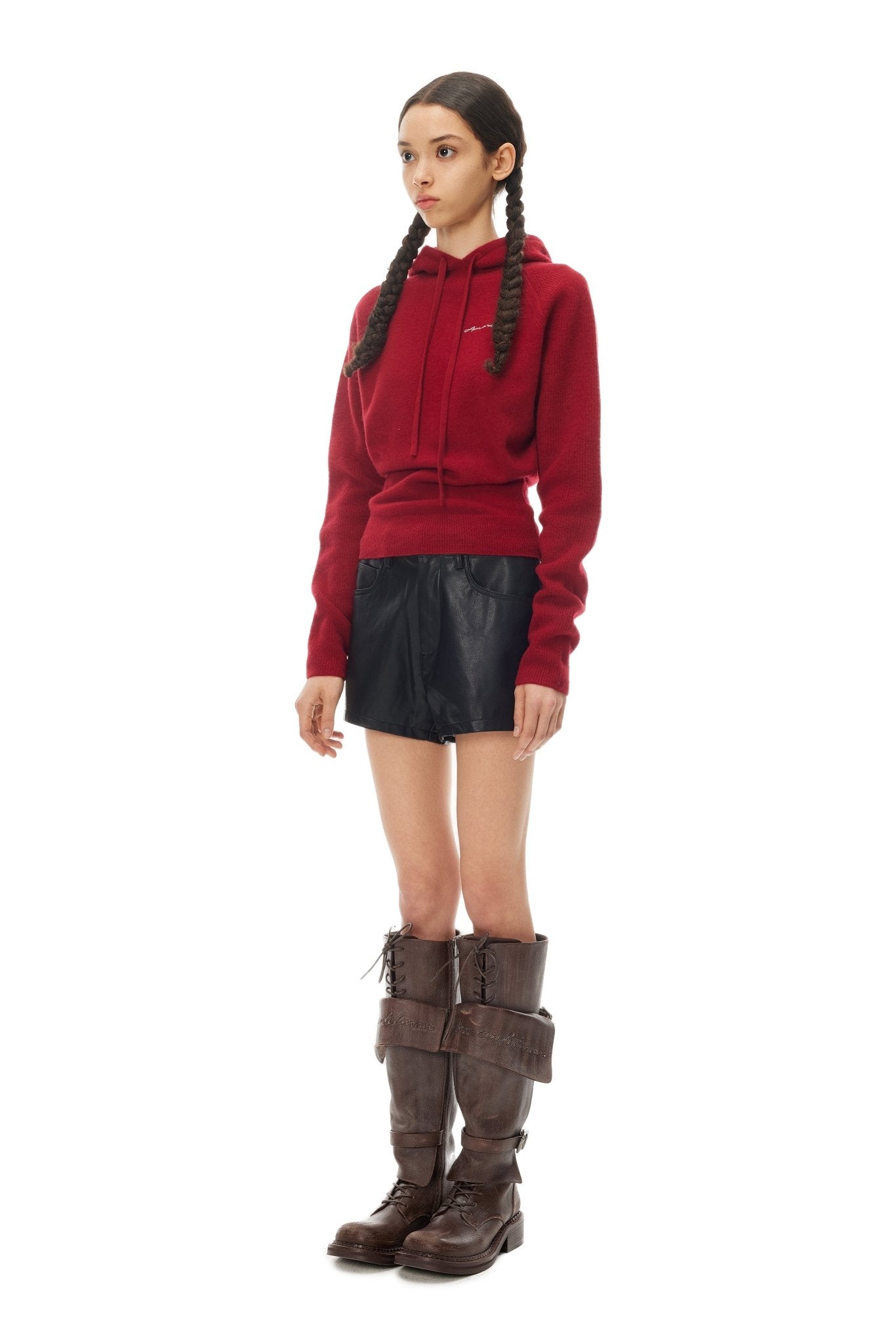 Ann Andelman Burgundy Wool Hooded Sweater