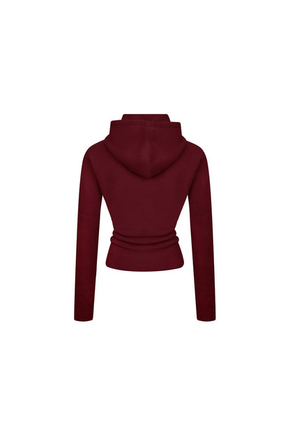 Ann Andelman Burgundy Wool Hooded Sweater
