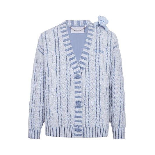 13DE MARZO Bear Yarn Weave Cardigan Blue