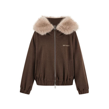 13DE MARZO Doozoo Zipper Hoodie Brown