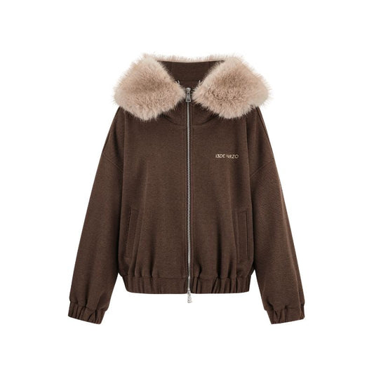 13DE MARZO Doozoo Zipper Hoodie Brown